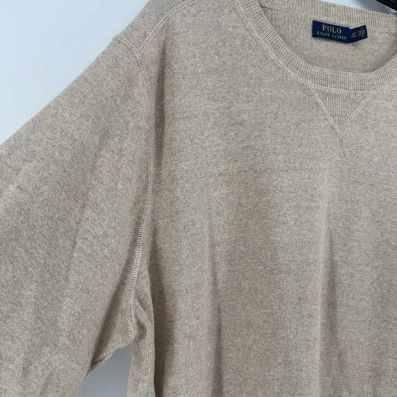 POLO Ralph Lauren Crewneck Cotton Sweater Beige Mens Size 3LT - Picture 4 of 10